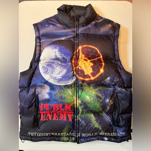 Supreme x Public Enemy fear of a black planet sleeveless nuptse - Picture 1 of 3